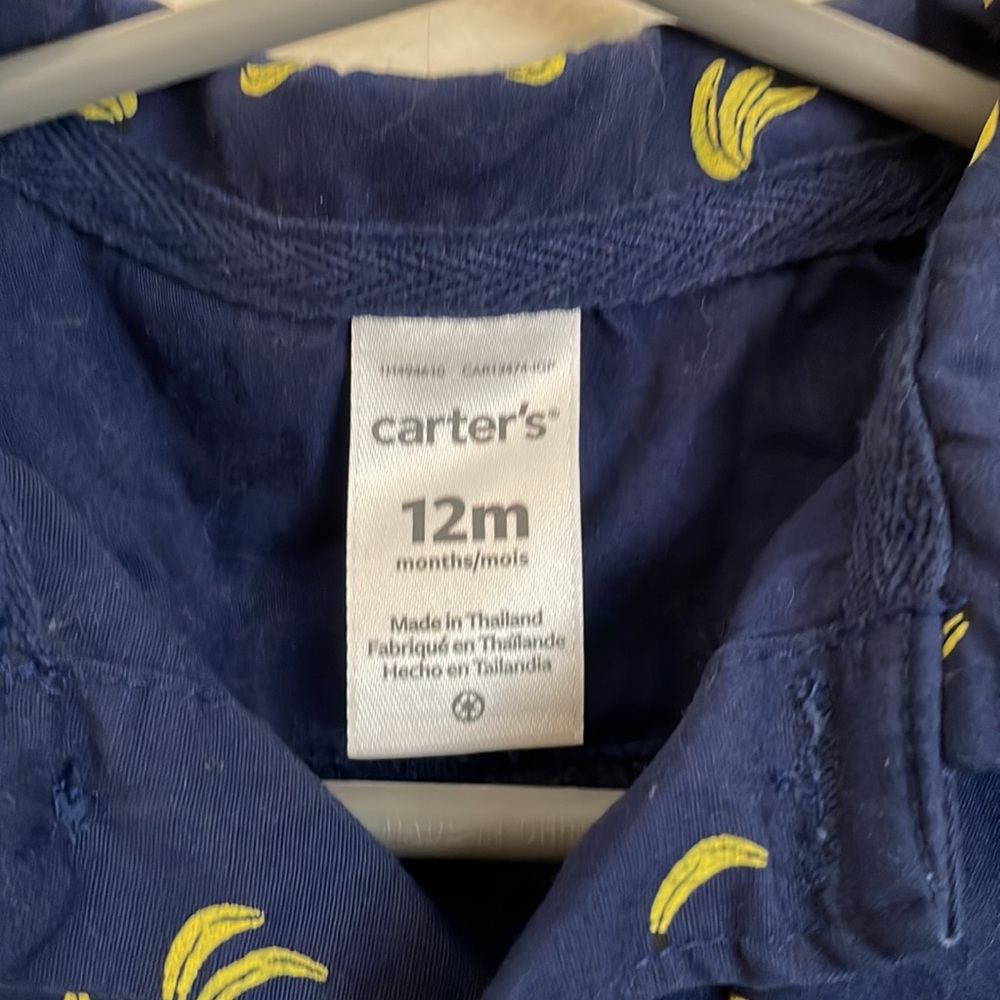 Baby boy button down banana print romper - Picture 5 of 5